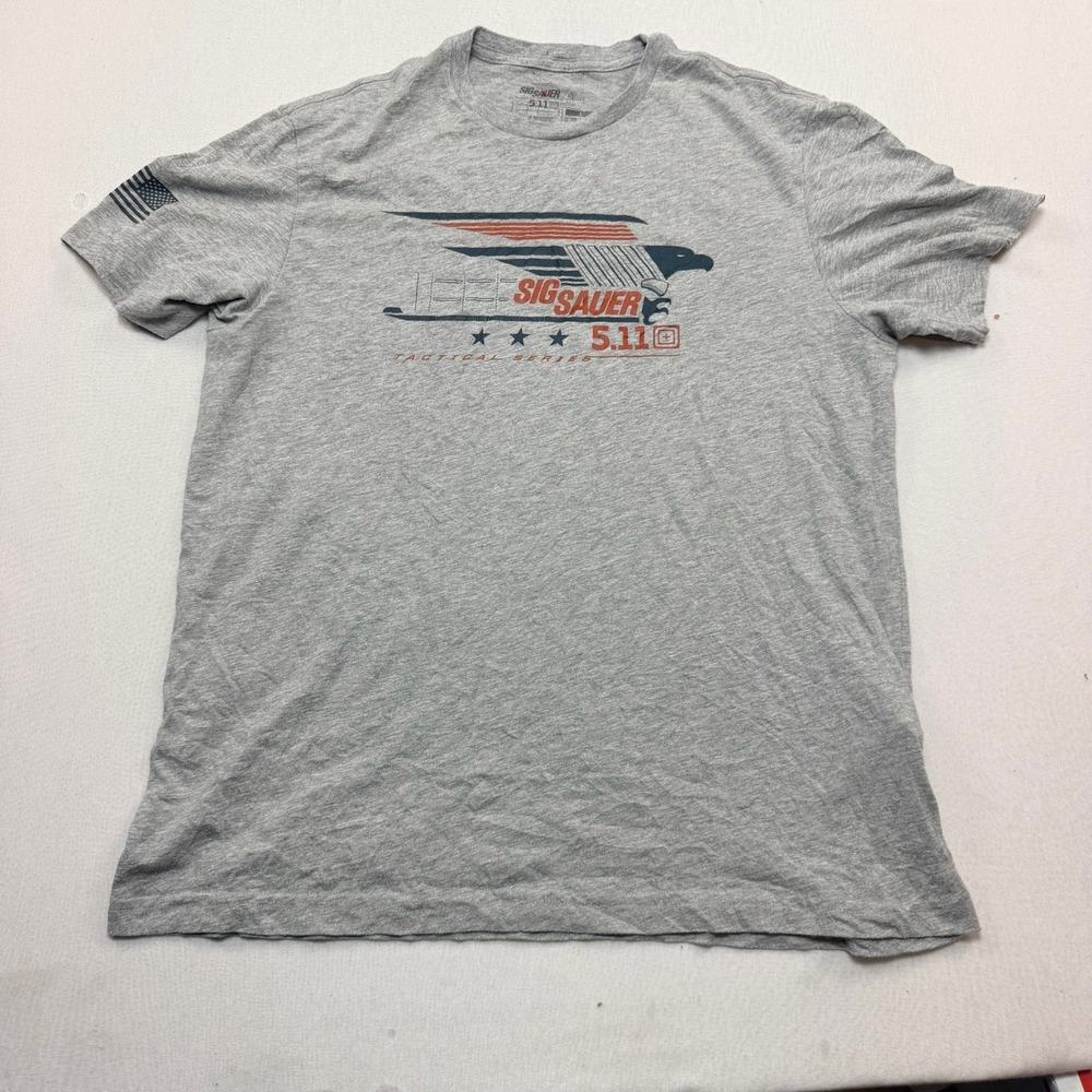 5.11 Tactical Sig Sauer T-Shirt Mens Large Gray Graphic Tee Short Sleeve